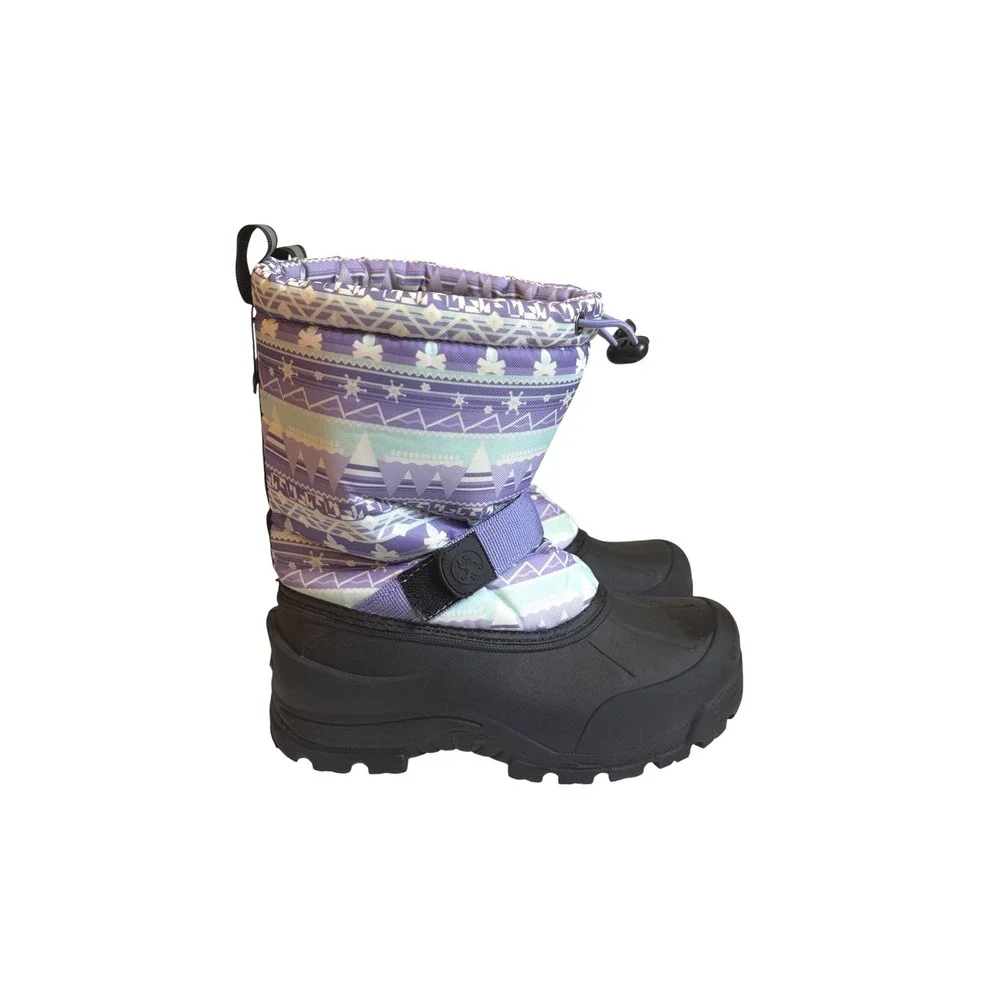 Northside Frosty Kids Snow Boots Purple Teal Mountain Print Insulated Size 3